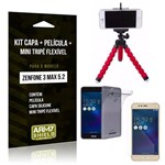 Kit Zenfone 3 Max - 5.2' ZC520TL Capa Silicone + Película Gel + Mini Tripé Flexível - Armyshield