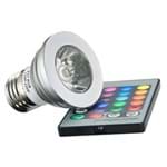 Lâmpada LED Dicróica RGB 3W COM CONTROLE - Bivolt - E27
