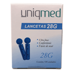 Lanceta 28g com 100 Und Uniqmed (Cód. 18938)