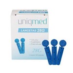 Lancetas 28g (caixa com 100 Unid) - Uniqmed - Cód: Um-01-0128