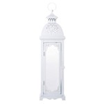 Lanterna Alta Marroquina Casablanca Branca em Metal - 55x16 Cm