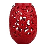 Lanterna Decorativa em Cerâmica Vermelha Grande
