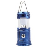 Lanterna Lampião Retrátil 6+1 LED Recarregável Bivolt com USB Azul QY-5800T