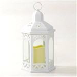 Lanterna Marroquina Decorativa Coreto Branca com Vela LED