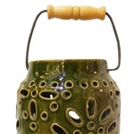 Lanterna Verde Musgo em Cerâmica - 24x14 Cm