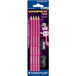 Lápis Preto Staedtler Wopex Pink HB 4 Unidades 1 Borracha e 1 Apontador - Tris