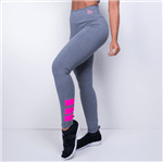 Legging Fitness HB Cinza com Neon Rosa LG1130