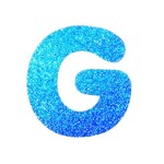 Letra G em Eva Azul com Glitter 13cm Evamax