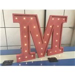 Letra M Decorativa 3D em MDF Luminosa LED Branco Quente