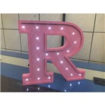Letra R Decorativa 3D em MDF Luminosa LED Branco Frio