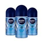 Leve 3 Pague 2 Desodorante Nivea Roll-On For Men Fresh Active 50ml