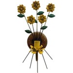 Luminária de Artesanato em Ferro de Parede com Flores Artesanais Rustica