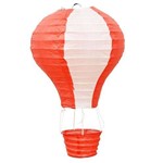 Luminária de Papel Balão 20cm X 30cm Branco e Vermelho