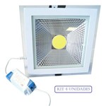 Luminária Led Spot 15w Plafon de Embutir Kit com 4 Unidades Quadrado Branco Frio Bivolt - Arco Íris Led