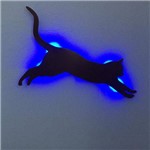 Luminária Sem Fio Gato em MDF LED Azul