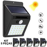 Luminária Solar Parede 30 Leds Sensor Movimento Kit 5 Peças CBRN08933