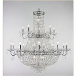 Lustre Imperial Vintage Metal Cromado Cristal Translúcido 15 Lâmpadas 95x1m Tupiara E-14 4515-crct Salas e Hall