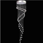 Lustre Redondo Inox Cromado Escada Cristal Transparente 4 Lâmpadas Ø40 Mr Iluminação Gu10 2410-5-d40 Quartos e Salas