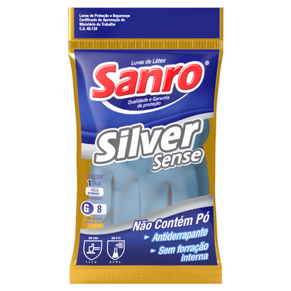 Luva Emborrachada Silver Sense Azul Tam G Sanro
