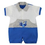 Macacão Curto para Bebê em Algodão - Brotinhos - Aviador Azul