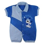 Macacão Curto para Bebê em Algodão - Brotinhos - Baseball Azul