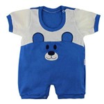 Macacão Curto para Bebê em Algodão - Brotinhos - Urso Azul