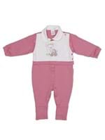 Macacão Infantil para Bebê Menina - Branco/rosa