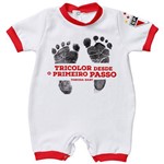 Macacao Infantil Torcida Baby São Paulo Suedine Curto Primeiro Passo