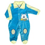 Macacão para Bebê em Plush com Bordado Bear - Brotinhos - Azul
