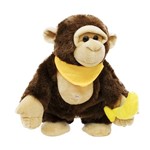 Macaco com Faixa no Pescoço e Banana na Mão 29cm - Pelúcia
