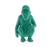 Macaco Decorativo Cerâmica Sentado Tabaco Verde 22x13x14cm