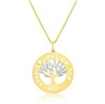 Mandala com Nome Personalizado Árvore da Vida Banhado em Ouro 18k