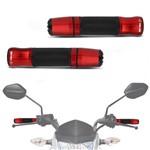 Manopla Guidão Esportiva Antiderrapante Moto Universal Tipo Rizoma Vermelho com Peso de Guidão Par