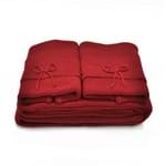 Manta de Tricot Queen Vermelha Rivoli com Porta Travesseiros