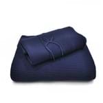 Manta de Tricot Solteiro Azul Marinho Rivoli com Porta Travesseiros