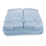 Manta Tricot Queen Azul Claro Rivoli com Porta Travesseiros