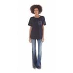 Maria Valentina | T-Shirt Decote Redondo Lisa com Silk Azul PP