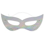 Máscara Gatinha Holográfica Prata C/ 12 Unidades