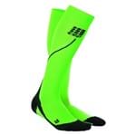 Meia de Compressão CEP Pro+ Night Run Socks 2.0 Masculina - Verde Neon / Preto