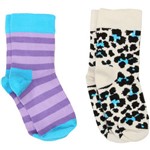 Meia Happy Socks Two Pack- Pack Inf. Roxo / Azul 7 a 9 Anos
