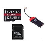 Memoria Toshiba Micro Sdxc 90mb/s 128gb + Adaptador SD Ideal Cameras + Leitor Usb para Ler o Cartão no Pc Notebook