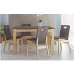 Mesa com 4 Cadeiras de Jantar Tucupi 120cm- Acabamento Stain Natural e Grafite