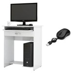 Mesa Computador Prática com Gaveta - Branca - EJ Móveis - Acompanha um Mouse