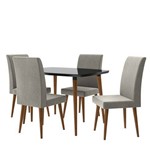 Mesa de Jantar com 4 Cadeiras Jade - Preto com Suede Cinza Lunar - RPM Móvues