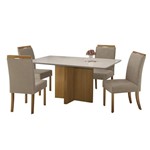 Mesa de Jantar Pérola com 4 Cadeiras - Imbuia Natural/Off White