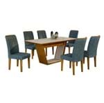 Mesa de Jantar Sofia com 6 Cadeiras Lunara - Off White / Linho Azul