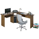 Mesa Escrivaninha Estacão de Trabalho Gamer Nogal -Zanzini