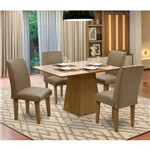 Mesa para Sala de Jantar com 4 Cadeiras Florença – Dôbue - Mel / Bege / Mascavo