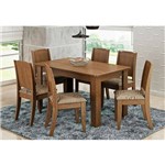Mesa para Sala de Jantar com 6 Cadeiras Bárbara Savana/café - Cimol Móveis
