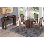 Mesa para Sala de Jantar Luana com 4 Cadeiras Lívia e Aparador Iris Marrocos/café - Cimol Móveis